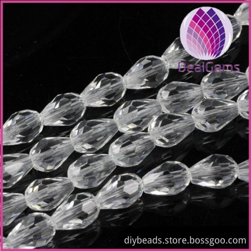 8*12mm faceted glass teardrop beads